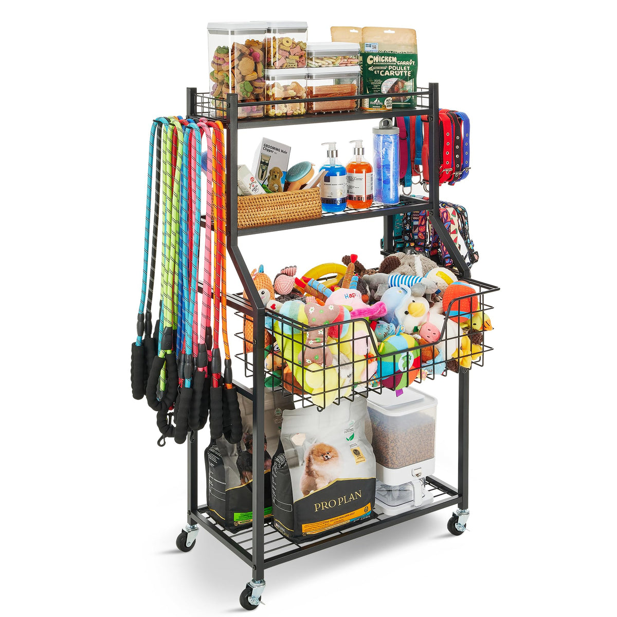 PawPro Dog Toy Storage Cart with Pull-Out Bin